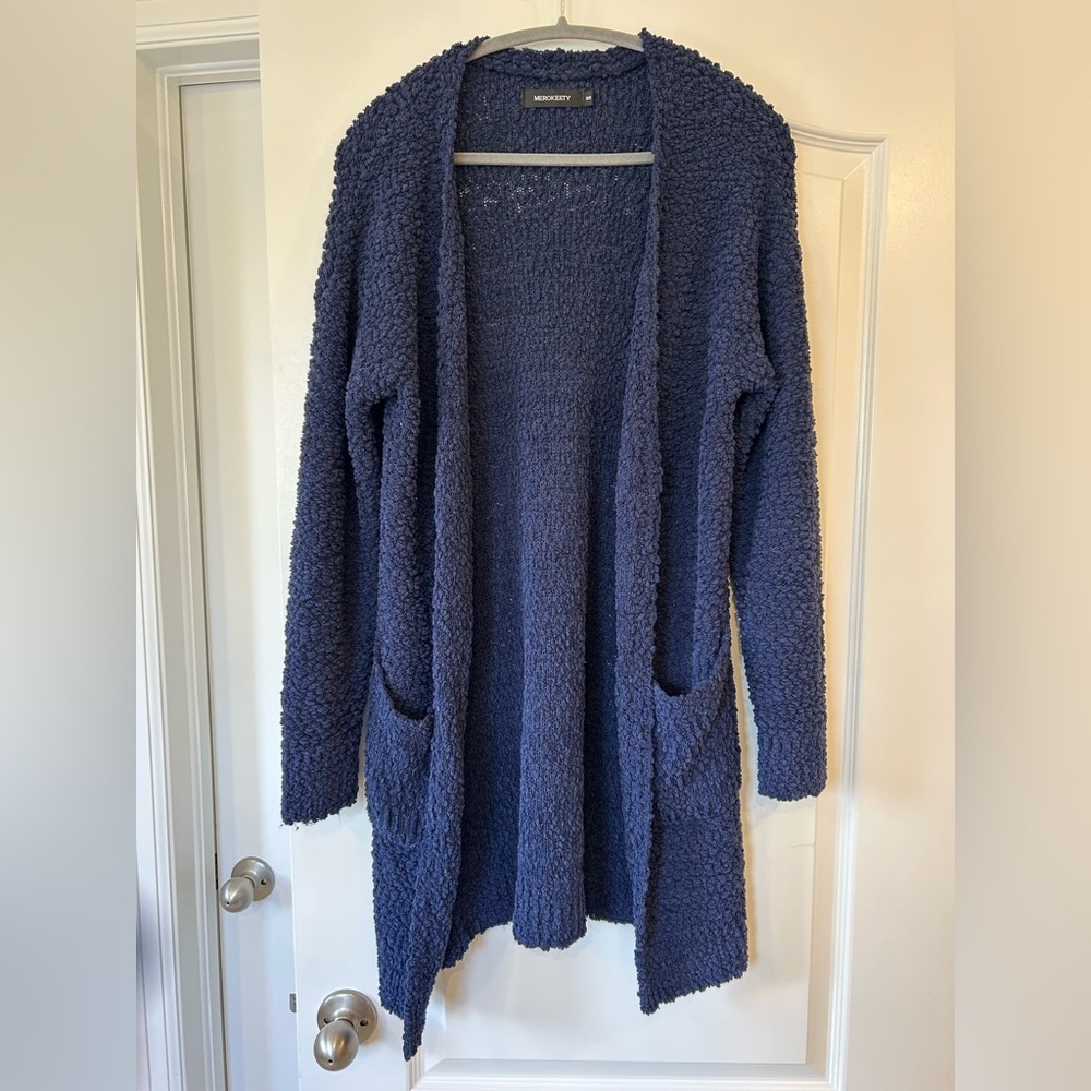 EUC MEROKEETY Women's Long Sleeve Soft Chunky Knit Sweater Open Front Cardigan - Picture 4 of 7